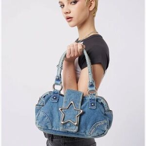 Minga London distressed denim star girl y2k handbag boho grunge goth 90s mini